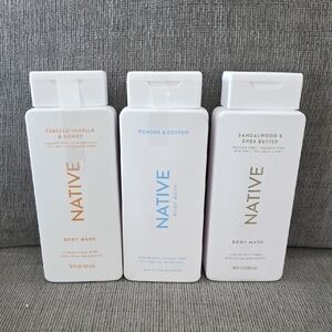 Three Bottles Of Native Body Wash, 18floz. Each, All New, Variety Of Scents